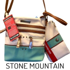 Stone Mountain Crossbody Bag - Cream, Brown, and Blue